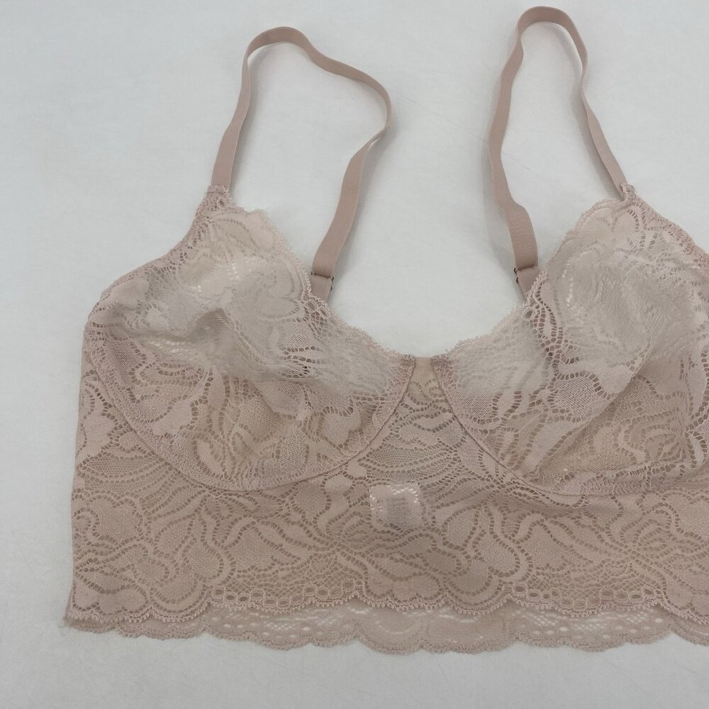 Hanro Size Small Lace Bralette Bra in Soft Pink Sheer US 6/8 - Picture 4 of 6